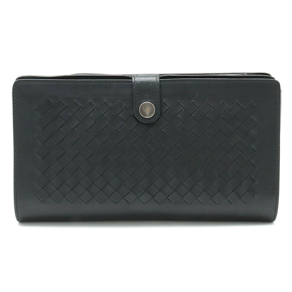 BOTTEGA VENETA Intrecciato Continental Wallet Shoulder Bag Pouch Black